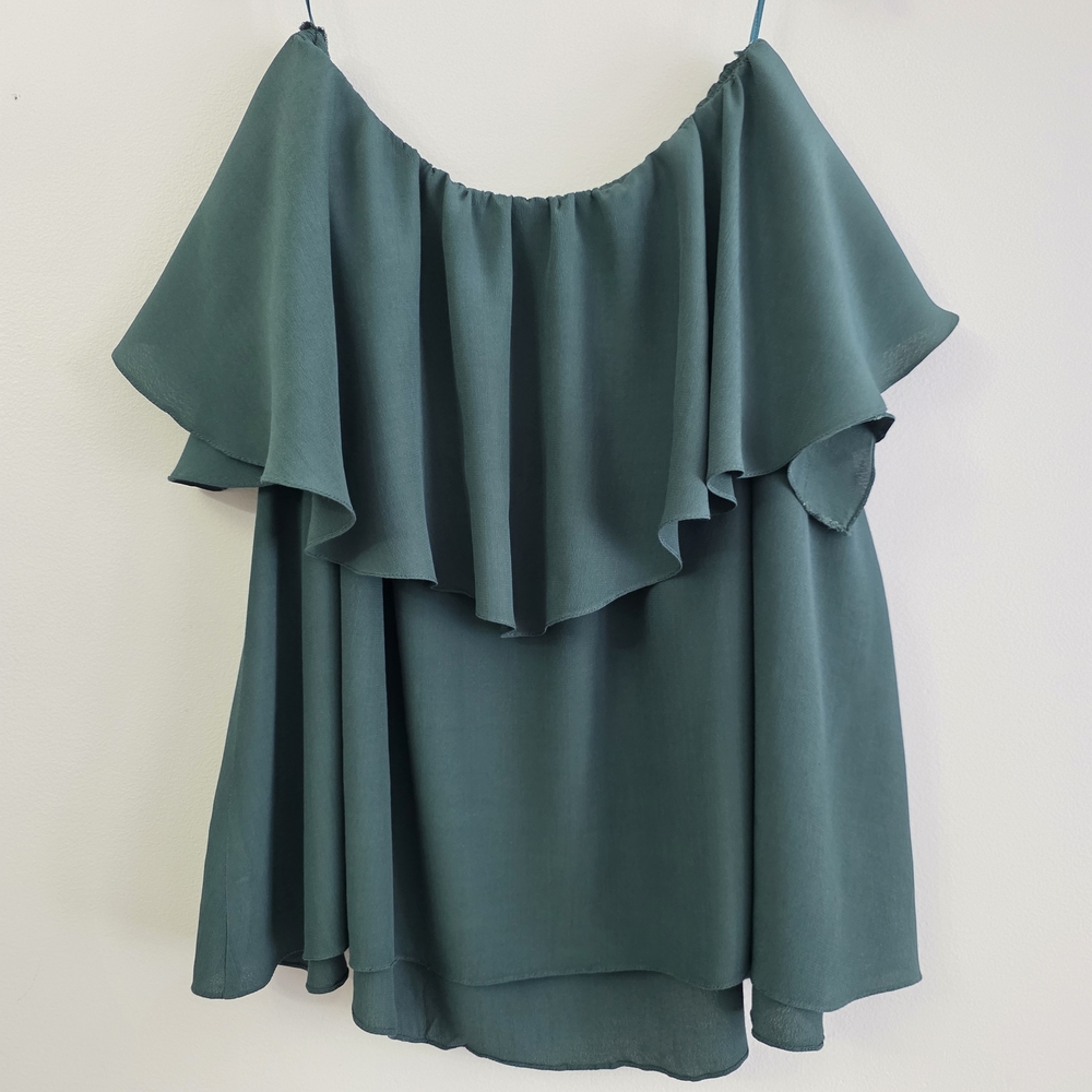MLM Teal Ruffle Off-Shoulder Blouse